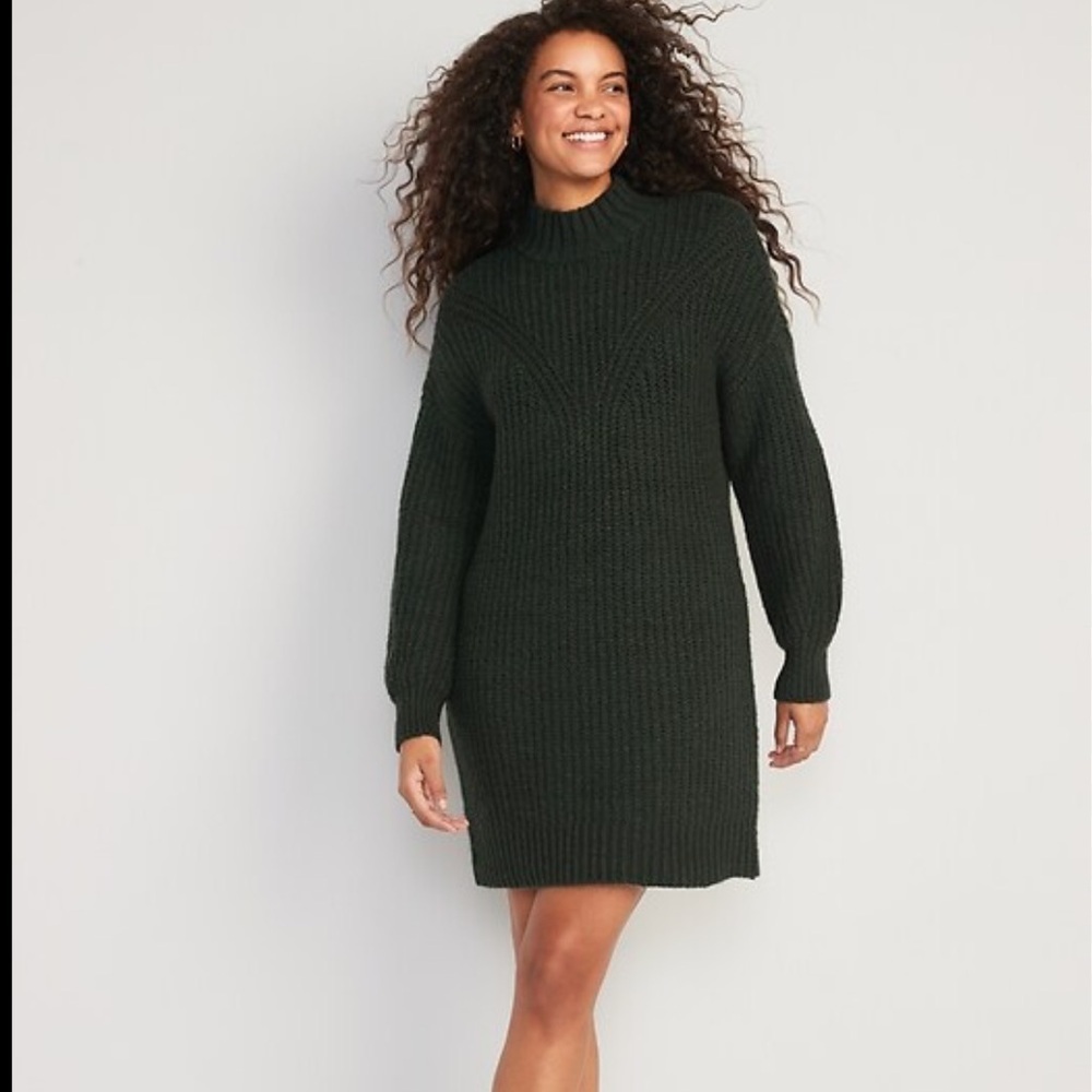 Old Navy NWOT Hunter Green L/XL Mockneck Sweater Dress
